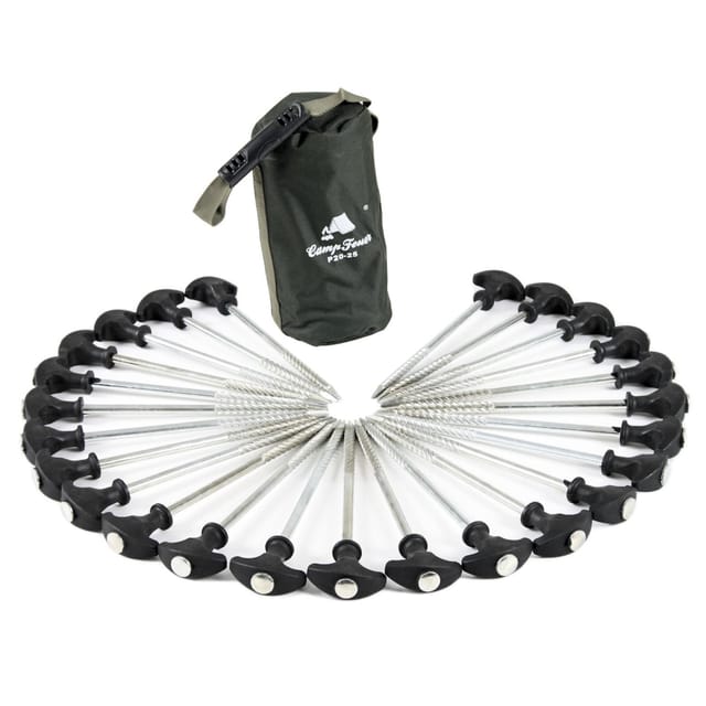 Campfeuer T-pegs, Heringe, Erdnägel Für Campingzelt, Bivvy, Anglerzelt Und Pavillon, Auswahl In Menge Und Länge (25 Stück À 20 Cm)