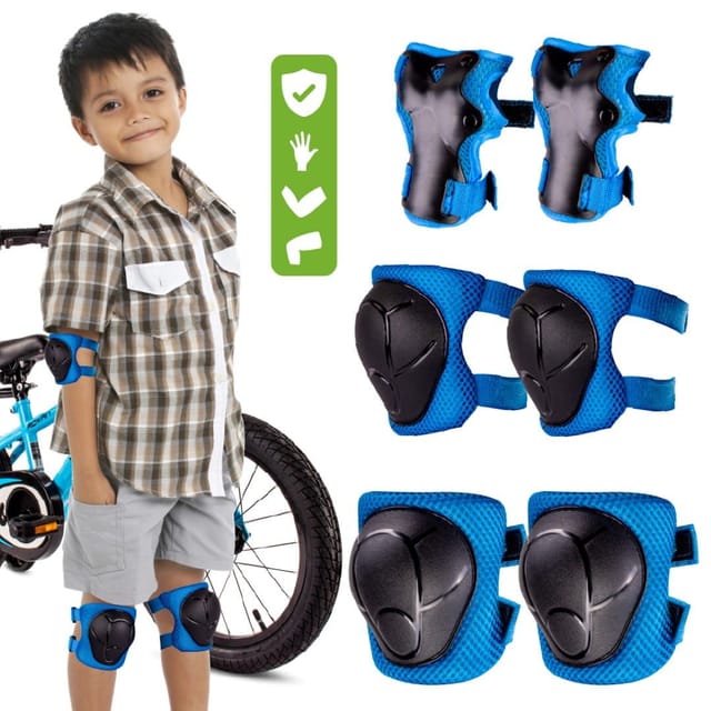 Knie- Und Ellbogen-handgelenkschützer-set Für Fahrrad, Roller, Rollschuhe, Größe L, Blau, Sun Baby