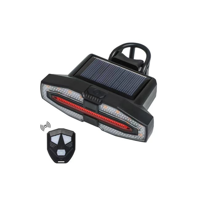 Solarbetriebenes Fahrradrücklicht Mit Blinkern, Usb-wiederaufladbares Fahrradlicht, Drahtlose Fernbedienung.