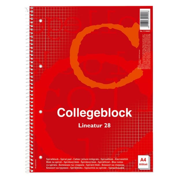 herlitz Spiralblock NN A4 Lin 28 kariert 80 Blatt