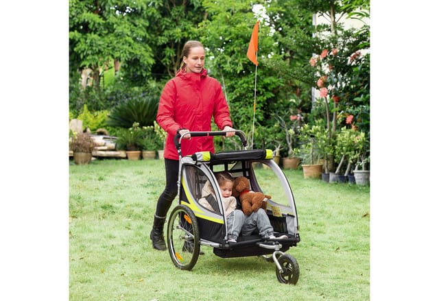 HOMCOM 2 in 1 Kinderfahrradanhänger mit Mesh-Tür
