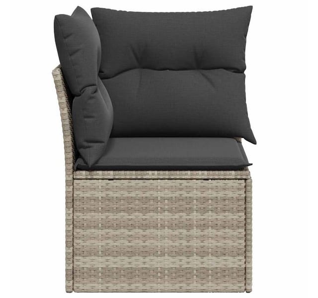 vidaXL Loungesofa Garten-Ecksofa mit Kissen Hellgrau Poly Rattan, 1 Teile
