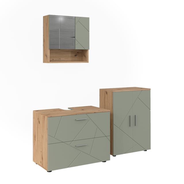 Vicco Badmöbel-Set Irma, Salbeigrün, 3 Teile, (3-St., 3er Set)