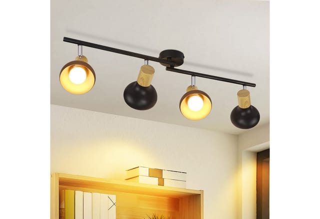 ZMH Deckenstrahler 4 Flammig Industrial E14 Deckenleuchte für Treppenhaus Schlafzimmer, Hochwertige Design, ohne Leuchtmittel, 350° Schwenkbar Schwarz Vintage Flurlampe