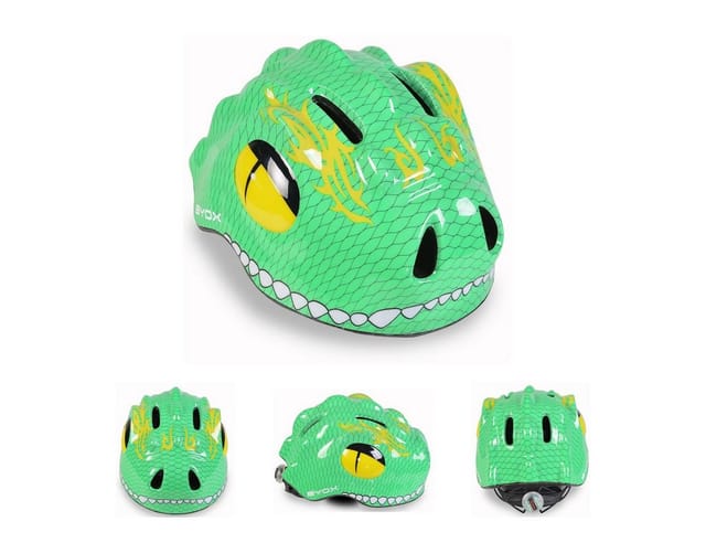 Byox Schutzhelm Y27 Dino Gr S 48 - 54 cm, einstellbar, 4 Löcher, LED-Beleuchtung in grün