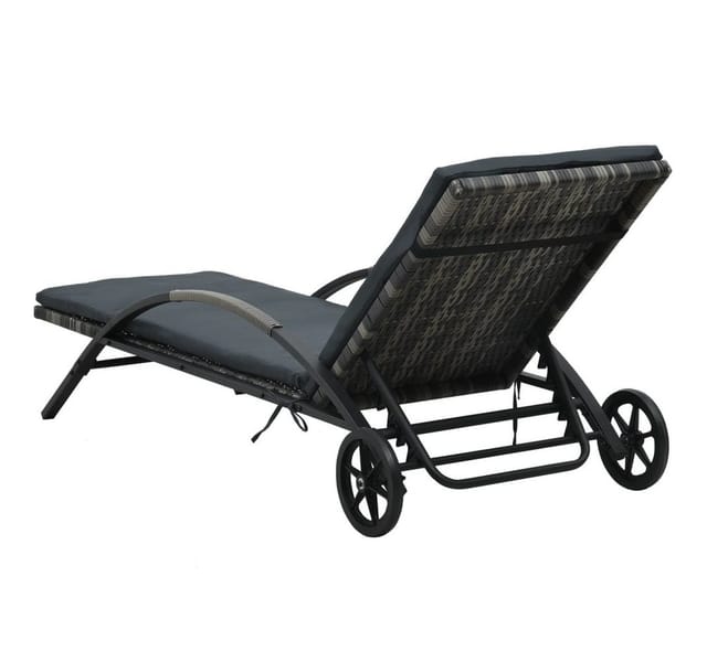 Youthup Sonnenliege Mit Auflage &amp Rädern Poly Rattan Anthrazit