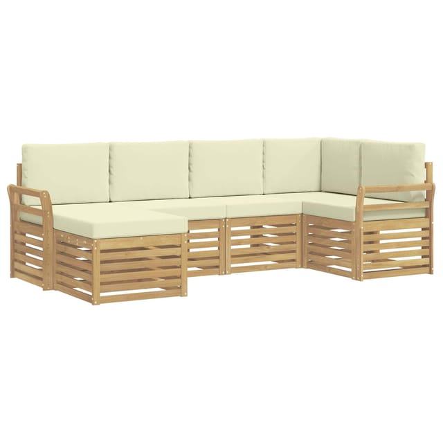 Outdoor-sofagarnitur 6 Pcs Weiß Und Creme Polyester Vidaxl
