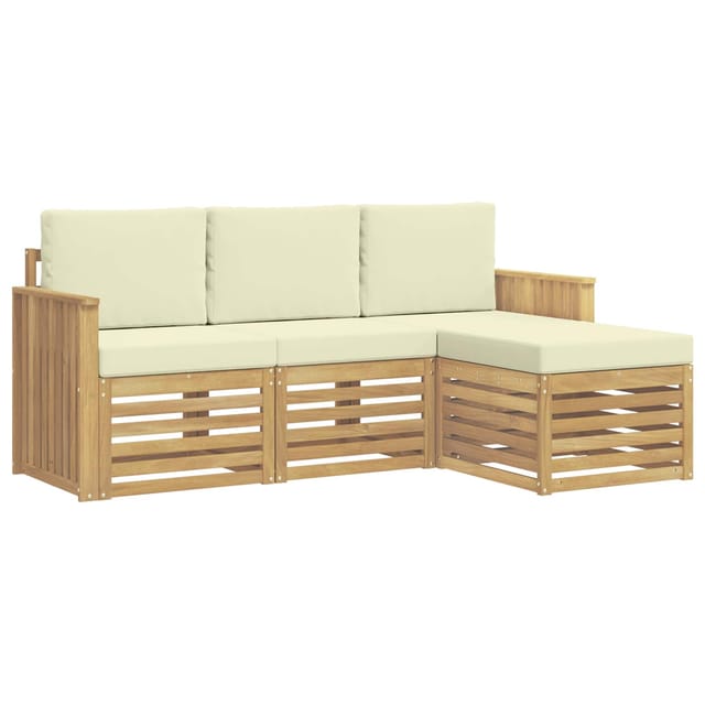 Outdoor-sofagarnitur 4 Pcs Weiß Und Creme 189,5 X 122,5 X 73 Cm Vidaxl