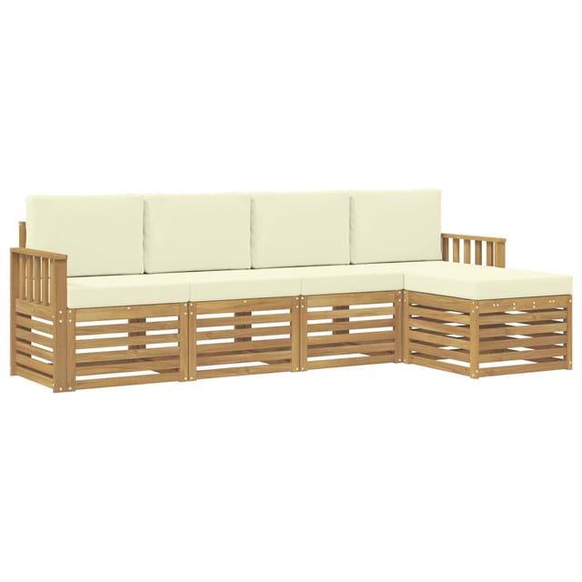 Outdoor-sofagarnitur 5 Pcs Weiß Und Creme 249 X 122,5 X 73 Cm Vidaxl