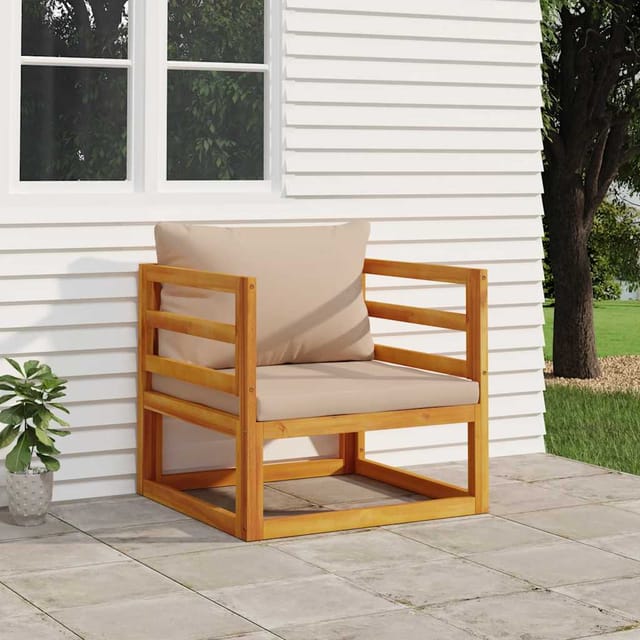 Gartensessel Mit Kissen Taupe Massivholz Akazie