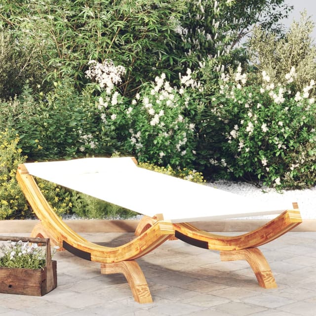 Sonnenliege 100x188,5x44 Cm Bugholz Massiv Creme