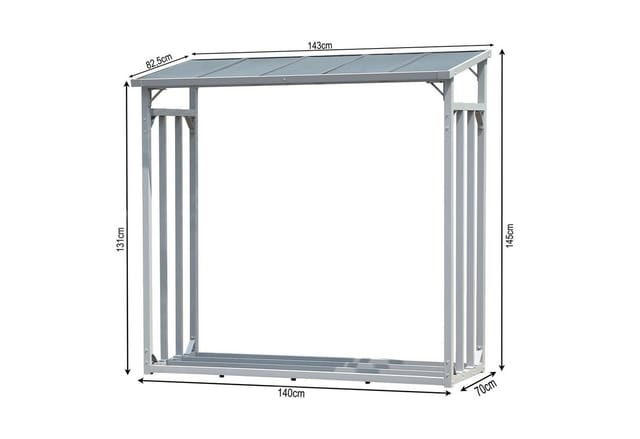 Quick-star - Aluminium Kaminholzregal 143 X 70 X 145 Cm Mit Wetterschutz Garten Kaminholzunterstand 1,4 M³ Kaminholzlager Stapelhilfe Aussen