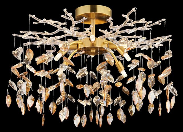 Deckenlampe Deckenleuchte Wohnzimmerlampe Kristalloptik Gold Metall Ø 61 Cm