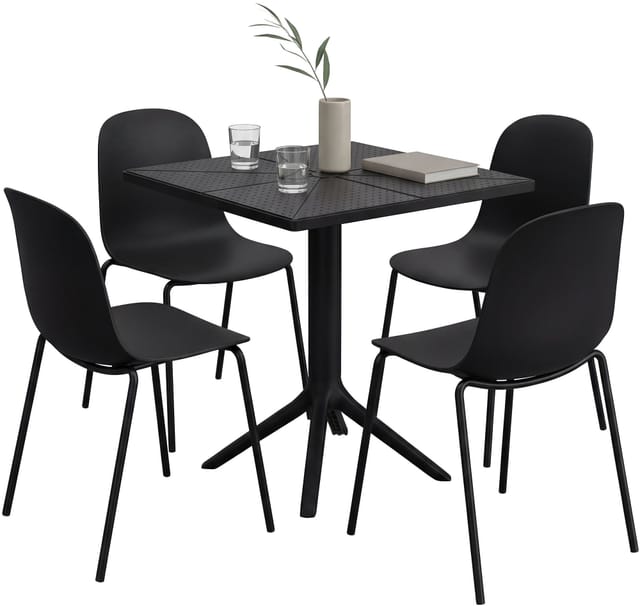 Gartenmöbel-set Nerra Mit 4 Stühlen Schwarz