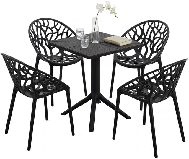 Gartenmöbel-set Neriva Mit 4 Stühlen Schwarz