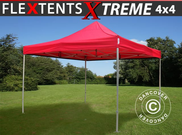 Faltzelt Faltpavillon Wasserdicht Flextents Xtreme 60 4x4m Rot