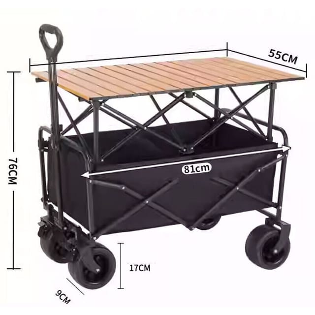 Faltbarer Und Robuster Campingwagen. Tragkraft: 400 Kg. Mit Tisch. Teleskopgriff. Aus Robustem 600d Oxford-gewebe.