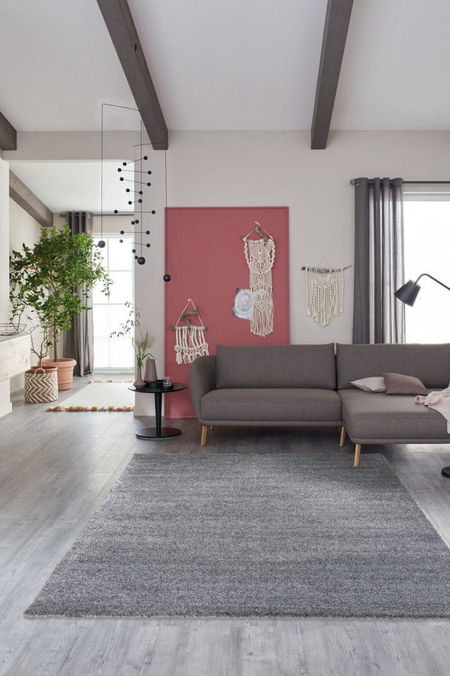 SCHÖNER WOHNEN KOLLEKTION Teppich »Pure«, BxL: 67 x 130 cm, rechteckig, Polypropylen (PP) - silberfarben