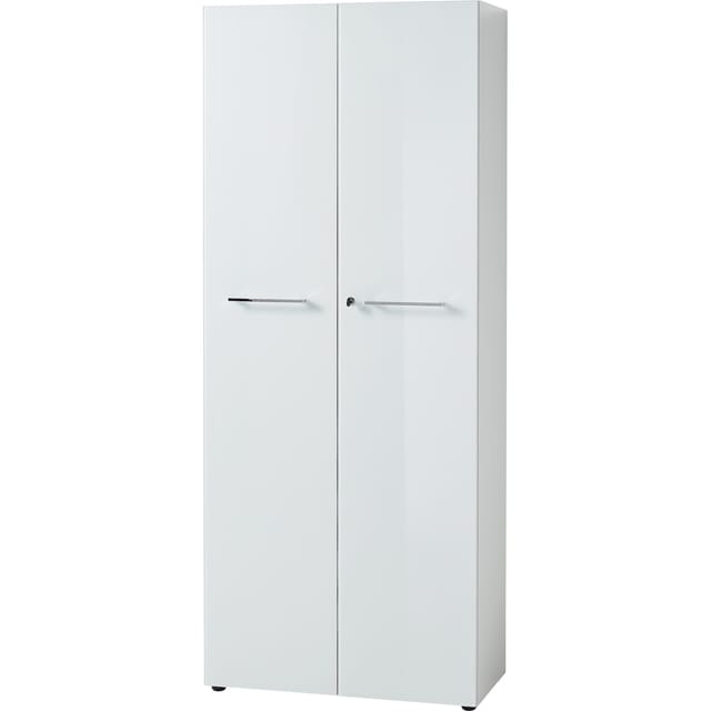 Aktenschrank 5 Ordnerhöhen 80x196x37 cm Abschließbar, Soft-Close, Glasfront Made in Germany Büroschrank Hoch Weiß "Muenchen" Kadima Design