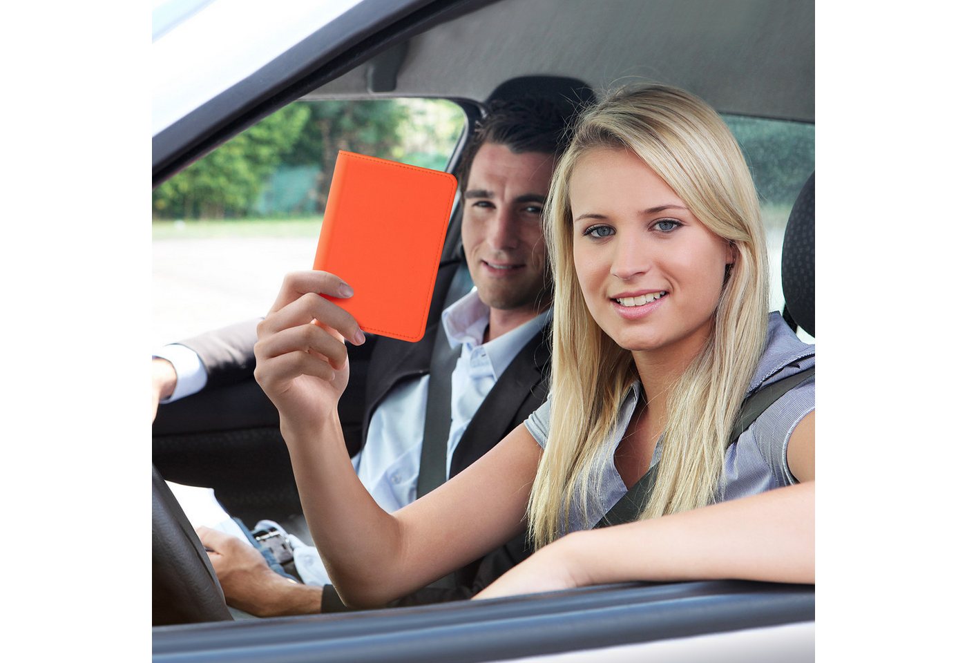 kwmobile Organizer Fahrzeugschein Hülle mit Kartenfächern (1 St), Neopren Etui Tasche für Auto Zulassungsbescheinigung Führerschein Neon Bild 2