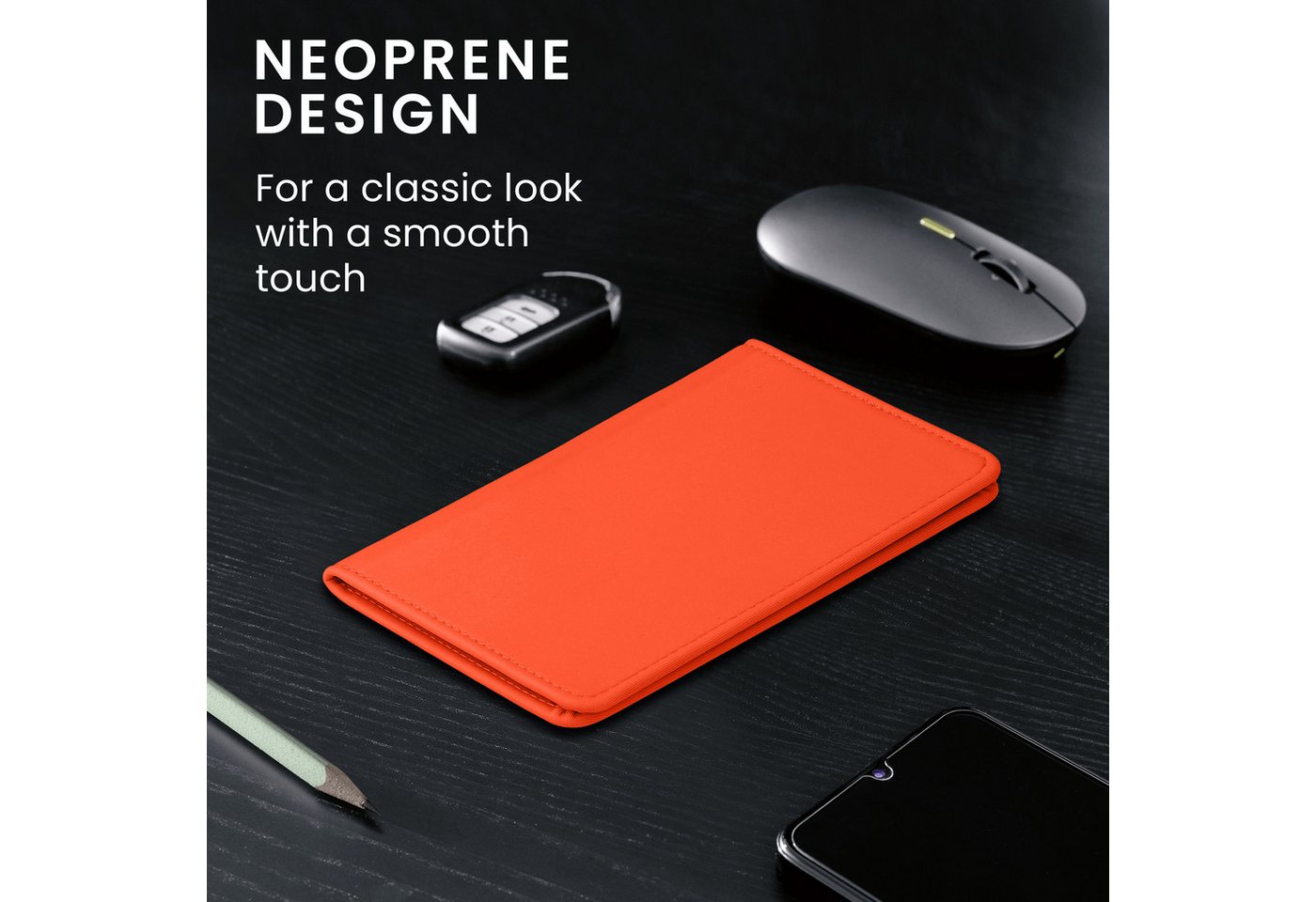 kwmobile Organizer Fahrzeugschein Hülle mit Kartenfächern (1 St), Neopren Etui Tasche für Auto Zulassungsbescheinigung Führerschein Neon Bild 3