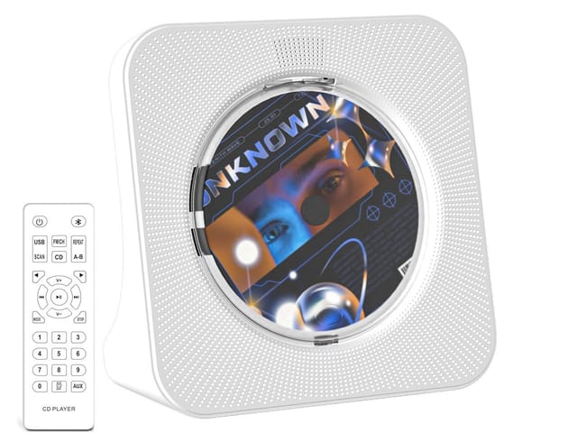 Greadio KC806 Tragbarer CD-Player mit Bluetooth 5.0 FM-Radio & Fernbedienung CD-Player (Weiß)