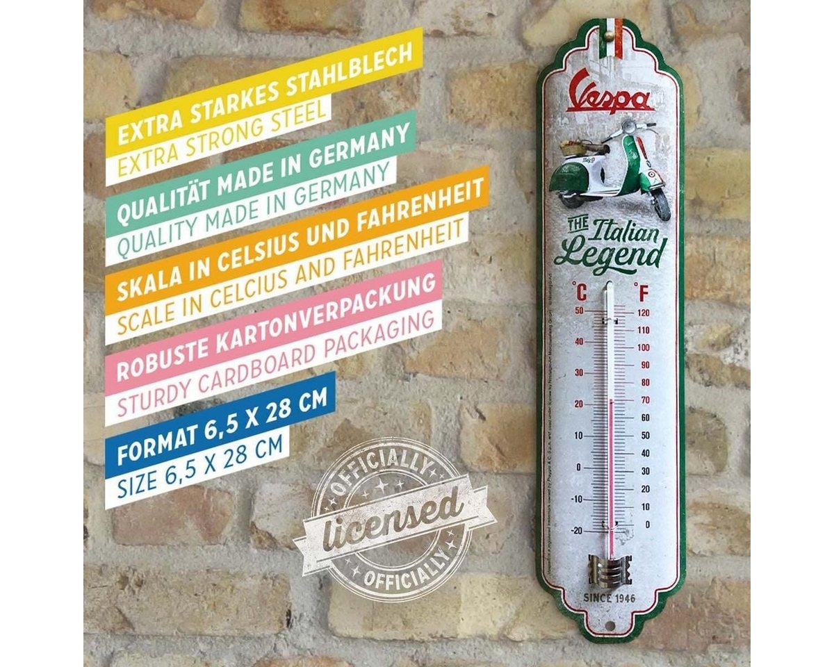 Nostalgic-Art Raumthermometer Retro Metall-Thermometer Innen Aussen Analog - Vespa