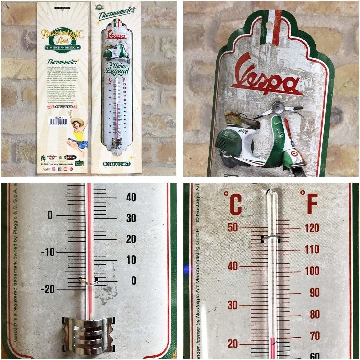 Nostalgic-Art Raumthermometer Retro Metall-Thermometer Innen Aussen Analog - Vespa Bild 2