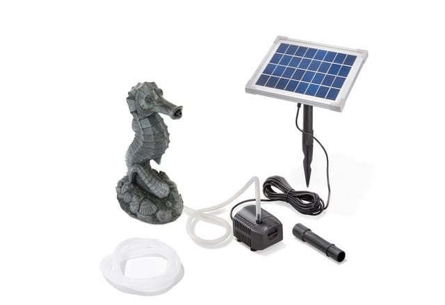 Esotec Solar Wasserspeierset Seepferdchen Ida, Teichpumpenset, Polyresin, 101681
