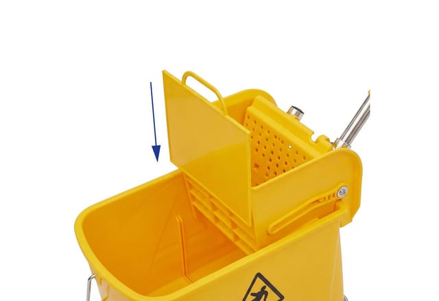 Relaxdays Reinigungswagen, 2-kammer-system, Putzwagen Mit Presse, Mopphalter, Hbt: 66x44x28 Cm, Wischwagen, Pp, Gelb