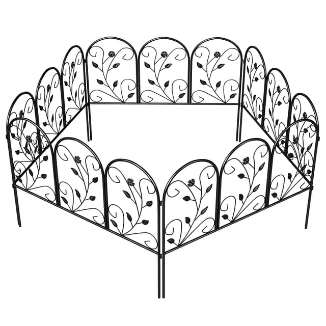 Dekorativer Gartenzaun, 5 Paneele À 80 X 60 Cm, Für Haustiere, Blumen, Terrasse, Rostfreie Zaunpaneele, Schwarz