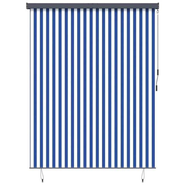 Outdoor Rollo Striped Manuell Blau Und Weiß 200 X 250 Cm Stoff Vidaxl