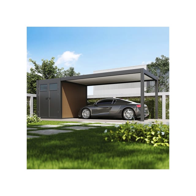 Weide Carport mit Abstellraum Aluminium Pergola 3x7,2m Anthrazit Garage Überdachung