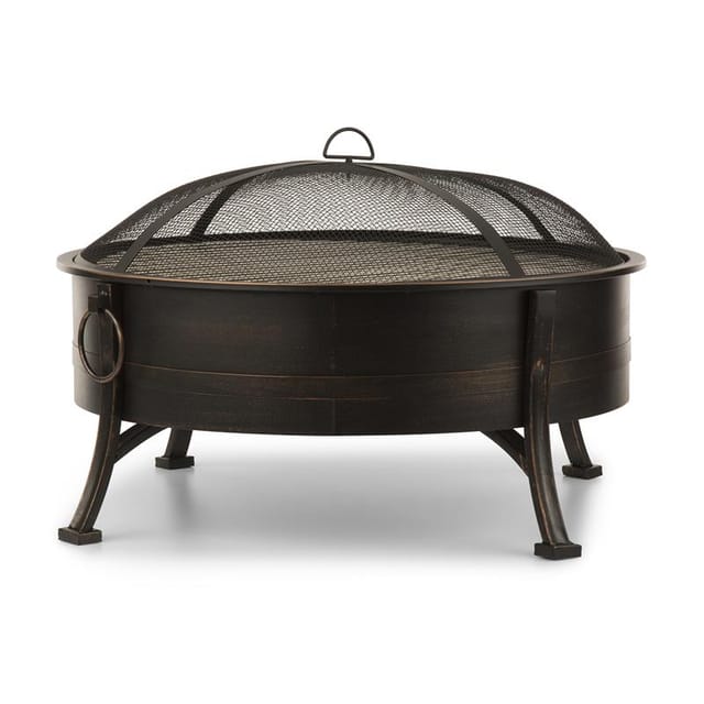 Blumfeldt Catania 2-in-1-Feuerschale Ø 80 cm Funkenschutz Ø 70 cm Grill Stahl Antik-Schwarz