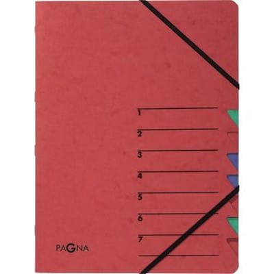 Ordnungsmappe EASY 24061-01 DIN A4 7 Fächer Pressspann rot