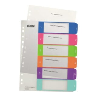 Register WOW 12420000 DIN A4 1-6 volle Höhe Polypropylen farbig