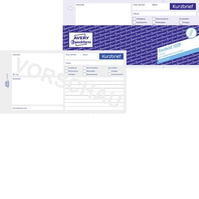 1020 Kurzbrief, 1/3 A4, mit Blaupapier, 100 Blatt