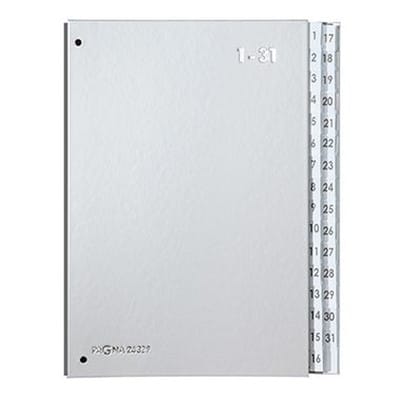 Pultordner 24329-14 DIN A4 1-31 32 Fächer Polyprpylen silber