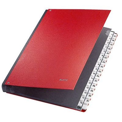 Pultordner 59310025 DIN A4 1-31 32 Fächer Graupappe rot