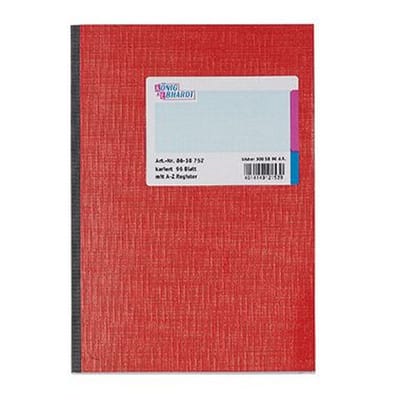 Registerbuch 8618752 DIN A5 96Blatt kariert rot
