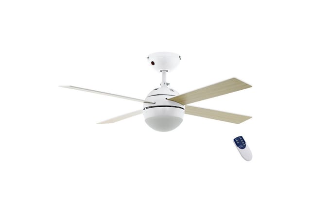 EGLO LED Deckenleuchte LOSCIALE, Fernbedienung, Infrarot inkl., Ventilatorfunktion, LED wechselbar, Warmweiß, Ventilator mit Beleuchtung - E27 - 3 Geschwindigkeiten - 4 Flügel