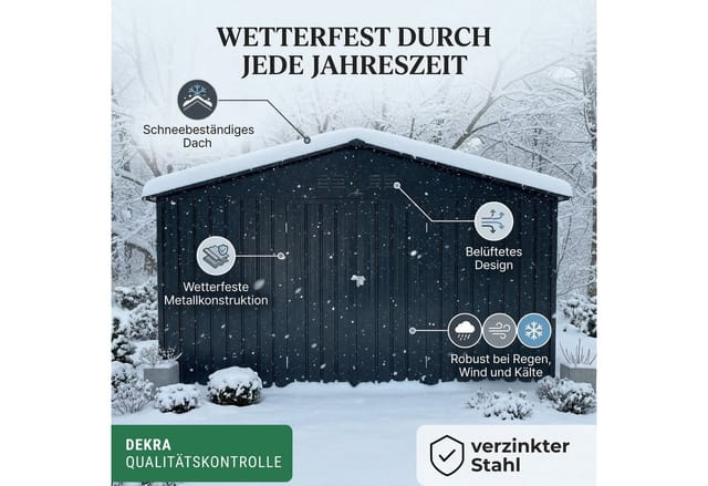 Albatros International Gerätehaus Gerätehaus 5XL abschließbar inkl. Schloss & Haken, Gartenhaus, BxT: 339.6x375.3 cm, (Anthrazit (RAL 7016), 339,6x375,3x199,6cm), aus verzinktem wetterfestem Metall