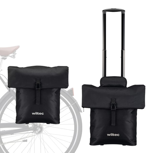 Wiltec Fahrrad-trolley Gepäckträgertasche Schwarz 30 X 15 X 39 Cm Mit 28 L Stauraum Fahrradtasche Und Trolley In Einem