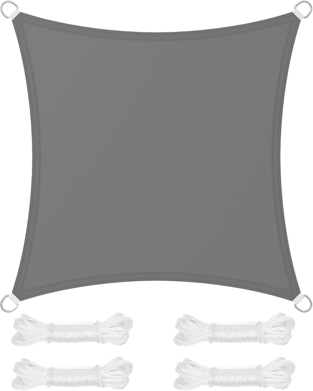 3 X 3 M Wasserdichtes Sonnensegel Mit Wassersäule, 665 Mm Durchmesser, Reißfest, Polyester, 93 % Uv-schutz, Für Terrasse, Garten Oder Balkon, Mit 2 M Langem Vierkantseil.