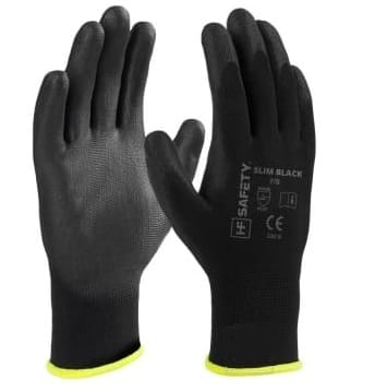 Schmale Schwarze Arbeitshandschuhe, Größe 9