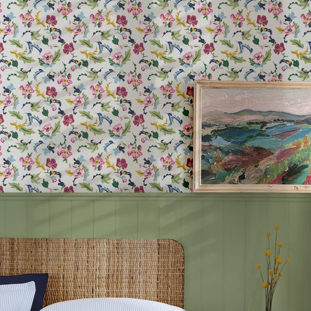 Joules - Cambridge Painted Floral Crème Vliestapete 10mx52cm