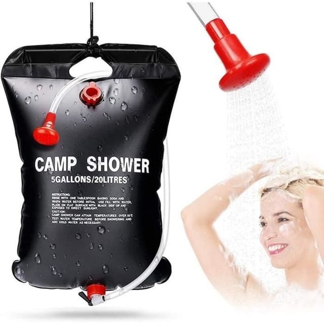 20-liter-solar-camping-duschsack, Tragbarer, Solarbetriebener Warmwasserbeutel Mit Abnehmbarem Schlauch Und Duschkopf