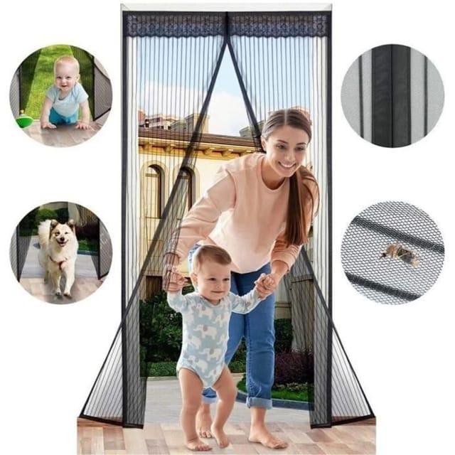 Magnetischer Moskitonetz-vorhang, Insektenschutzgitter, Schiebetürvorhang Für Innen-/terrassentüren, Schwarz, 100 X 210 Cm