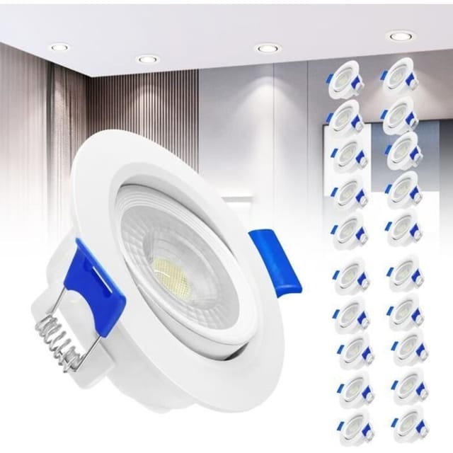 (kaltweiß) Led-einbaustrahler, 20er-pack – 5 W – Kaltweiß – Mehrwinkelbeleuchtung