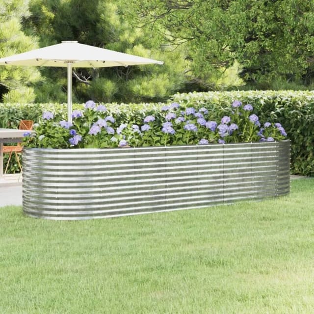 Hochbeet Pulverbeschichteter Stahl 322x100x68 Cm Silbern - Vidaxl